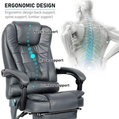 Massage Office Chair Gaming Computer Desk Swivel Recliner Chair Leather Footrest