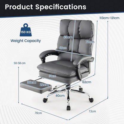 Ergonomic Adjustable High Back Rolling Computer Chair with Retractable Footrest