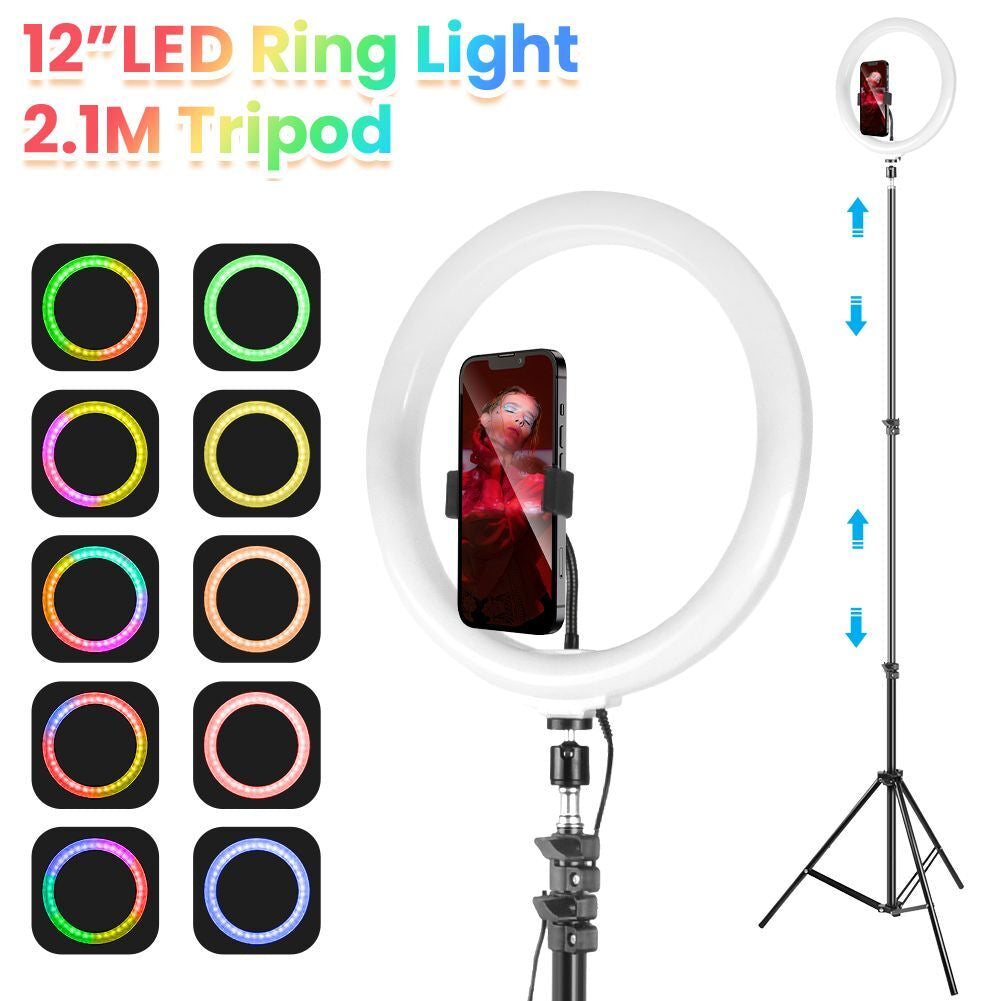 12" 14" Ring Light with Tripod Stand & Phone Holder Selfie Ring Light Live Video