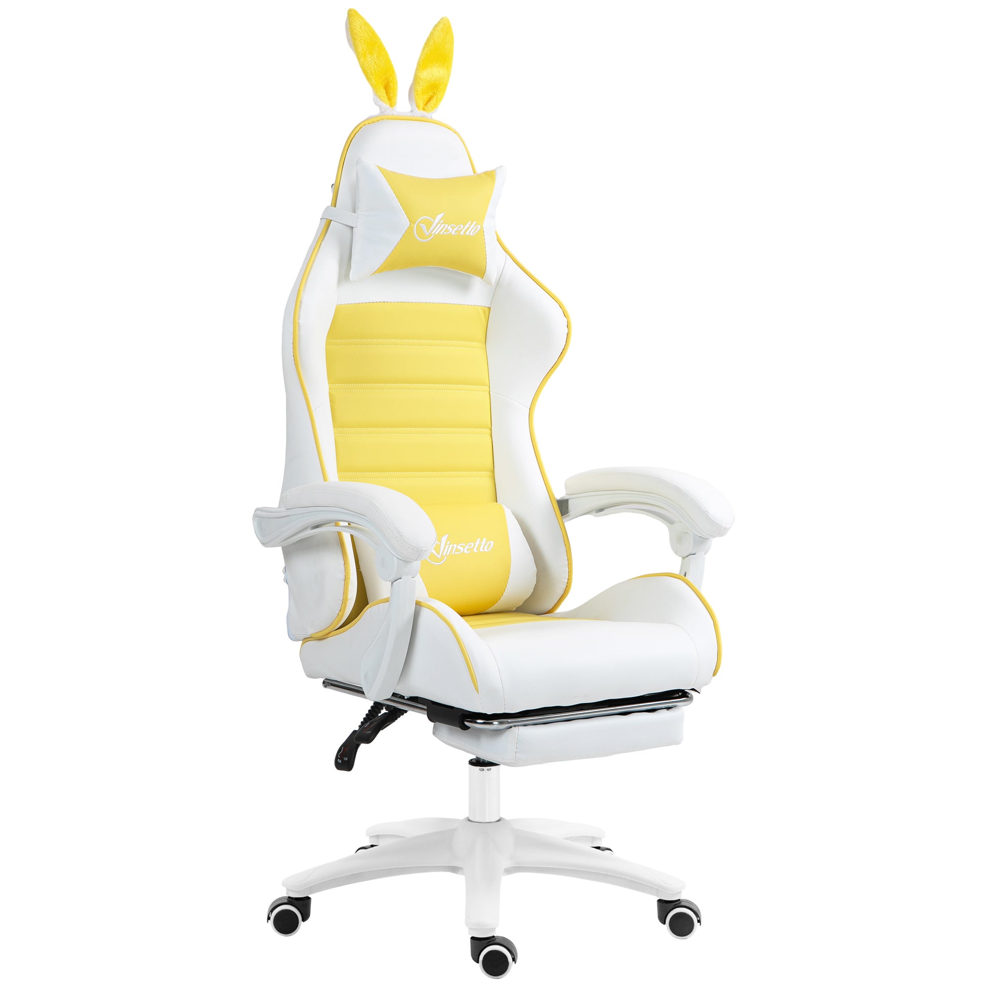 Racing Gaming Chair Reclining PU Leather Computer Chair with Headrest, Yellow