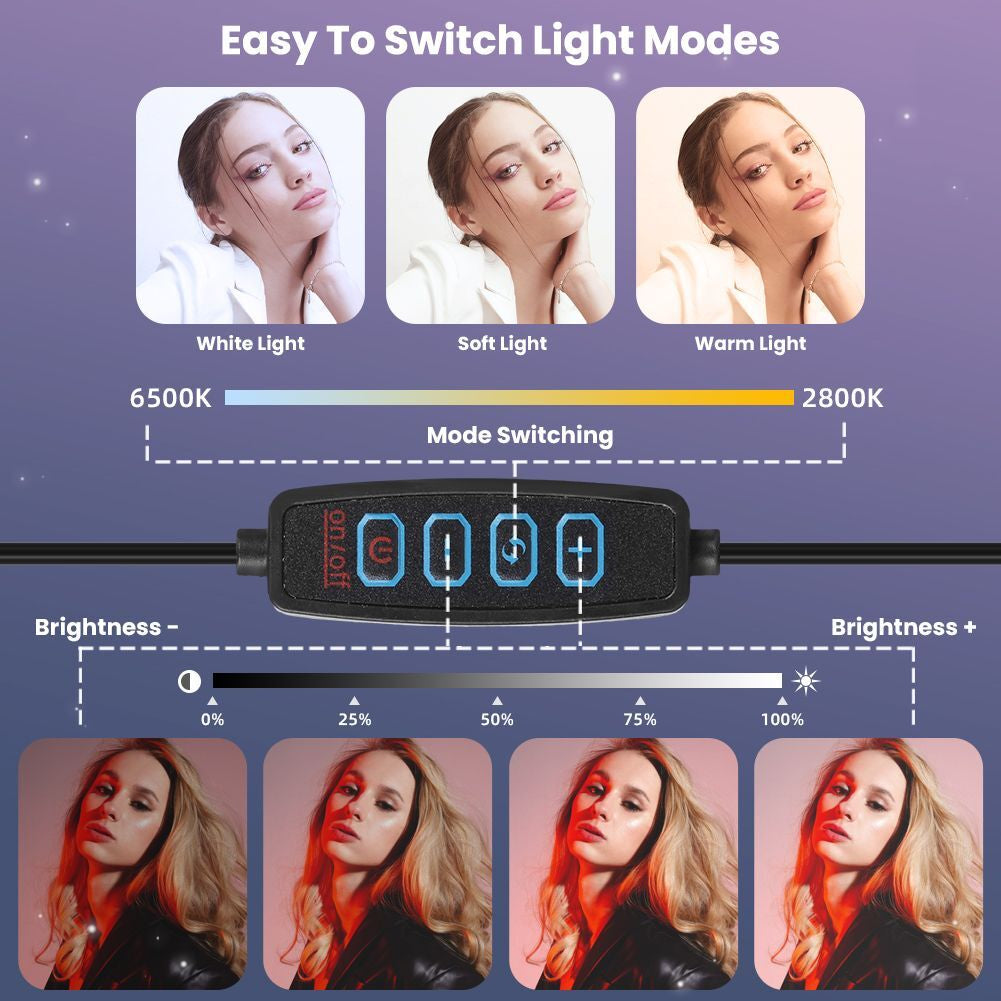 12" 14" Ring Light with Tripod Stand & Phone Holder Selfie Ring Light Live Video