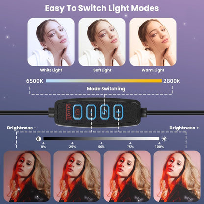 12" 14" Ring Light with Tripod Stand & Phone Holder Selfie Ring Light Live Video