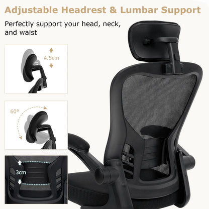 Ergonomic Mesh Office Chair with Adjustable Headrest and Height