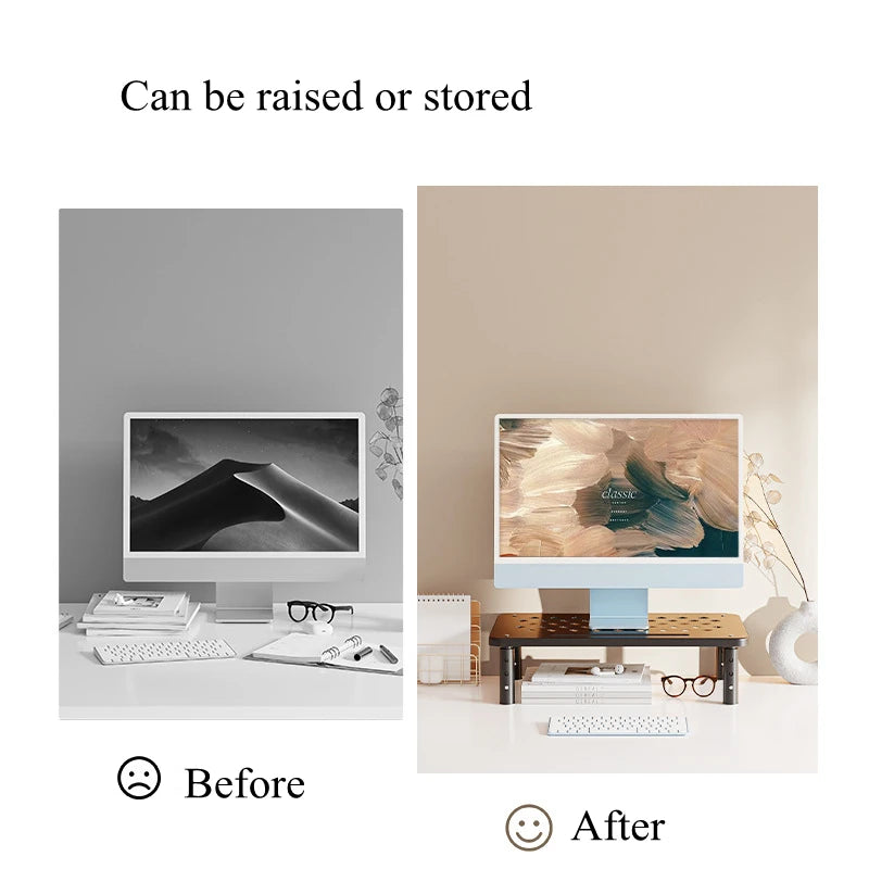 Adjustable Computer Monitor Stand Elevated View Angle Computer Monitor Holder Stress Relief Desktop Creative Storage Rack Office