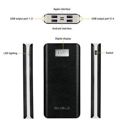 12000Mah Power Bank 4 USB Fast Charger Battery Pack for Phone & Vest Heated High-Capacity External Battery Power Bank