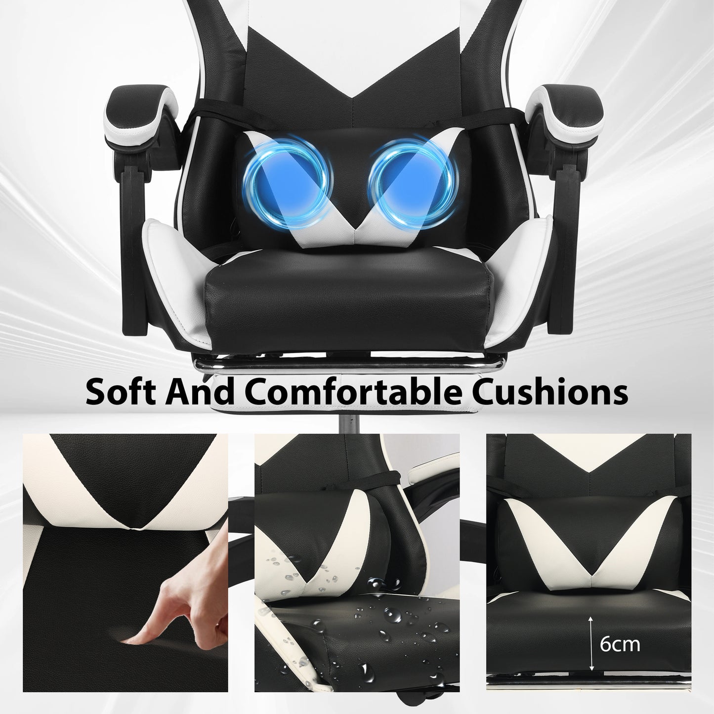 Swivel Gaming Chair Massage Chair with Footrest Lumbar Sports PC Computer Chairs