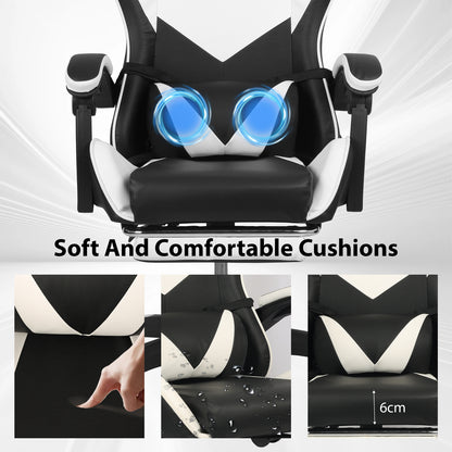 Swivel Gaming Chair Massage Chair with Footrest Lumbar Sports PC Computer Chairs