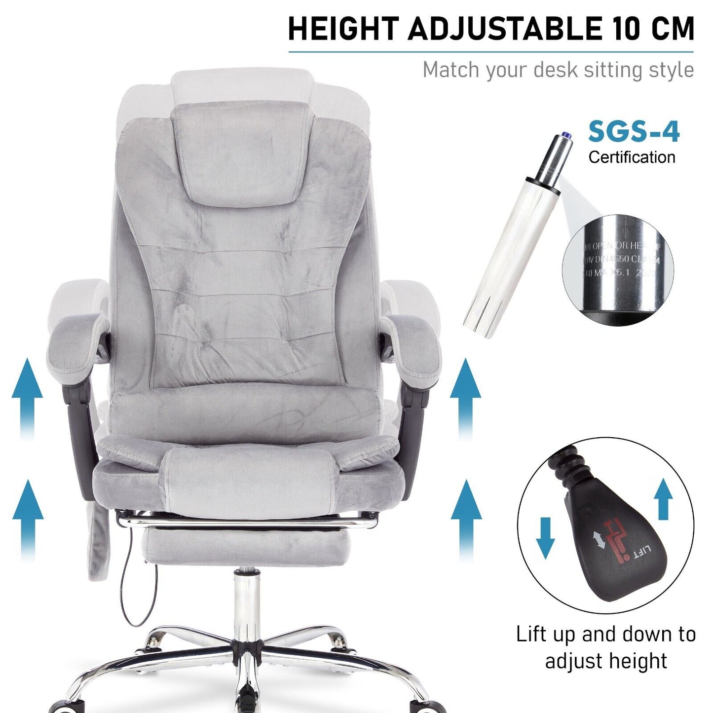 Massage Office Chair Gaming Computer Desk Swivel Recliner Chair Leather Footrest