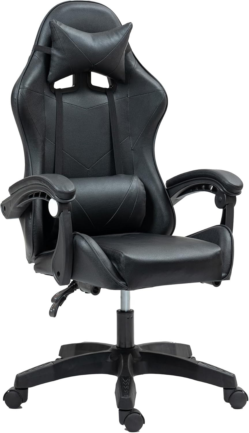 Swivel Gaming Chair PU Leather Home Office Chair W/ Footrest Computer PC Chair