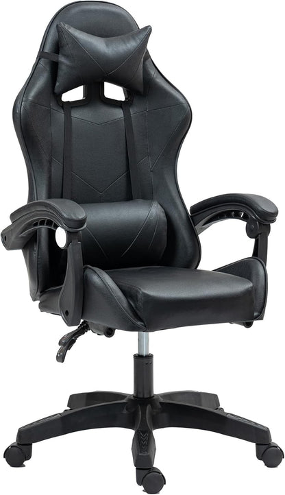 Swivel Gaming Chair PU Leather Home Office Chair W/ Footrest Computer PC Chair