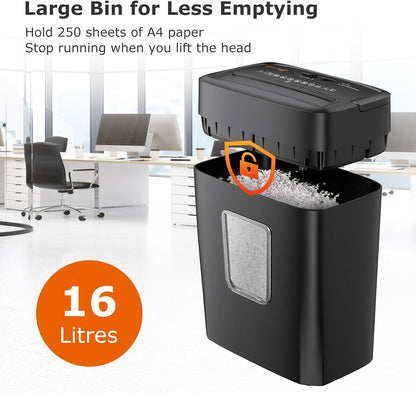 Commercial Paper Shredder Industrial 6/8 Sheet Cross Cut Heavy Duty Home Office
