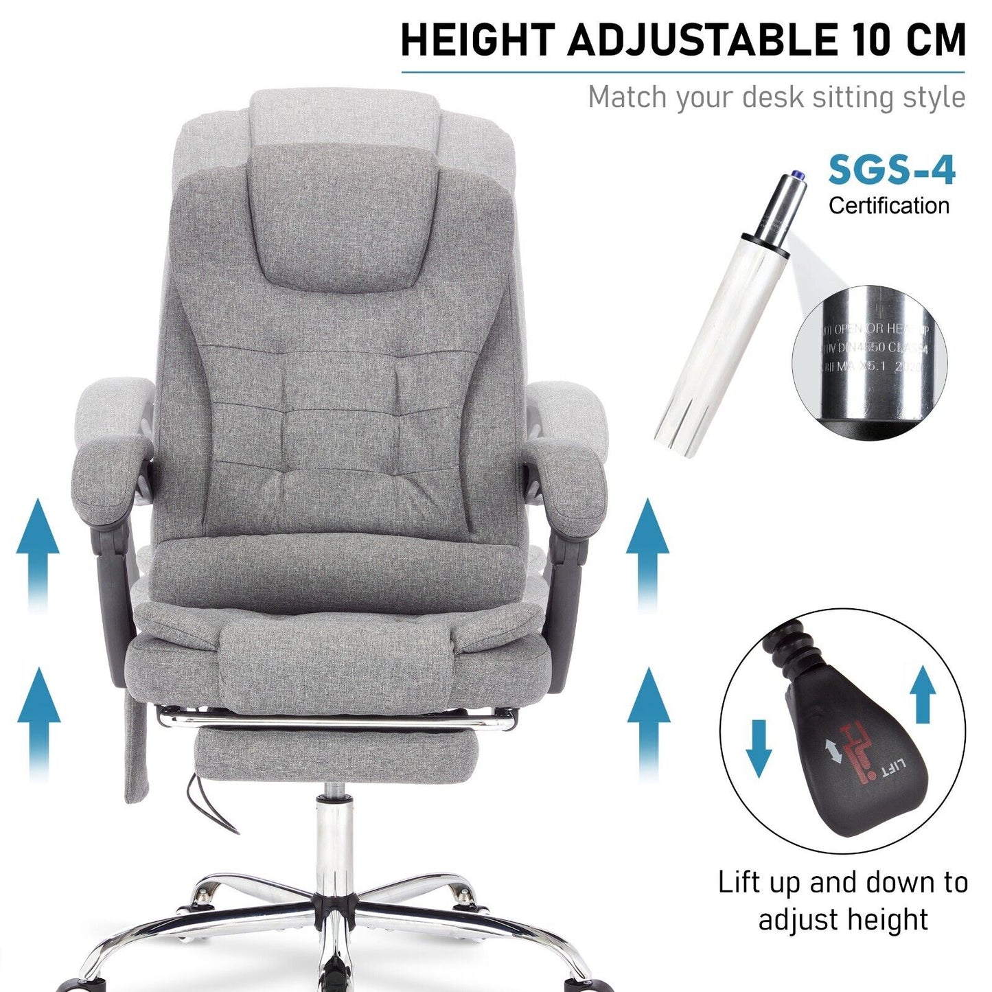 Massage Office Chair Gaming Computer Desk Swivel Recliner Chair Leather Footrest
