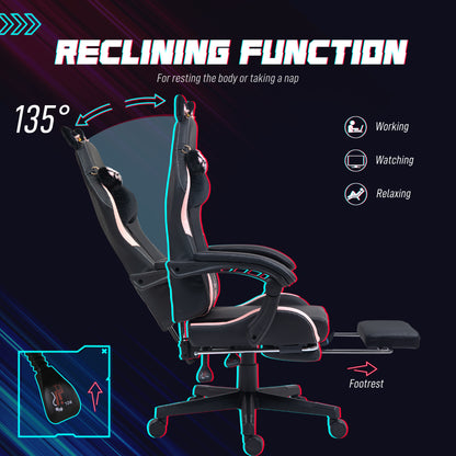 Racing Gaming Chair Reclining Faux Leather Computer Chair with Footrest, Black