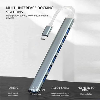 7 Ports USB HUB USB C USB 3.0 HUB 7-In-1 Type C Multi-Port USB Splitter OTG Adap