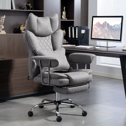 Home Office Chair, Leathaire Desk Chair with Lumbar Support Pillow, Grey