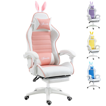 Racing Gaming Chair Reclining PU Leather Computer Chair with Headrest, Yellow