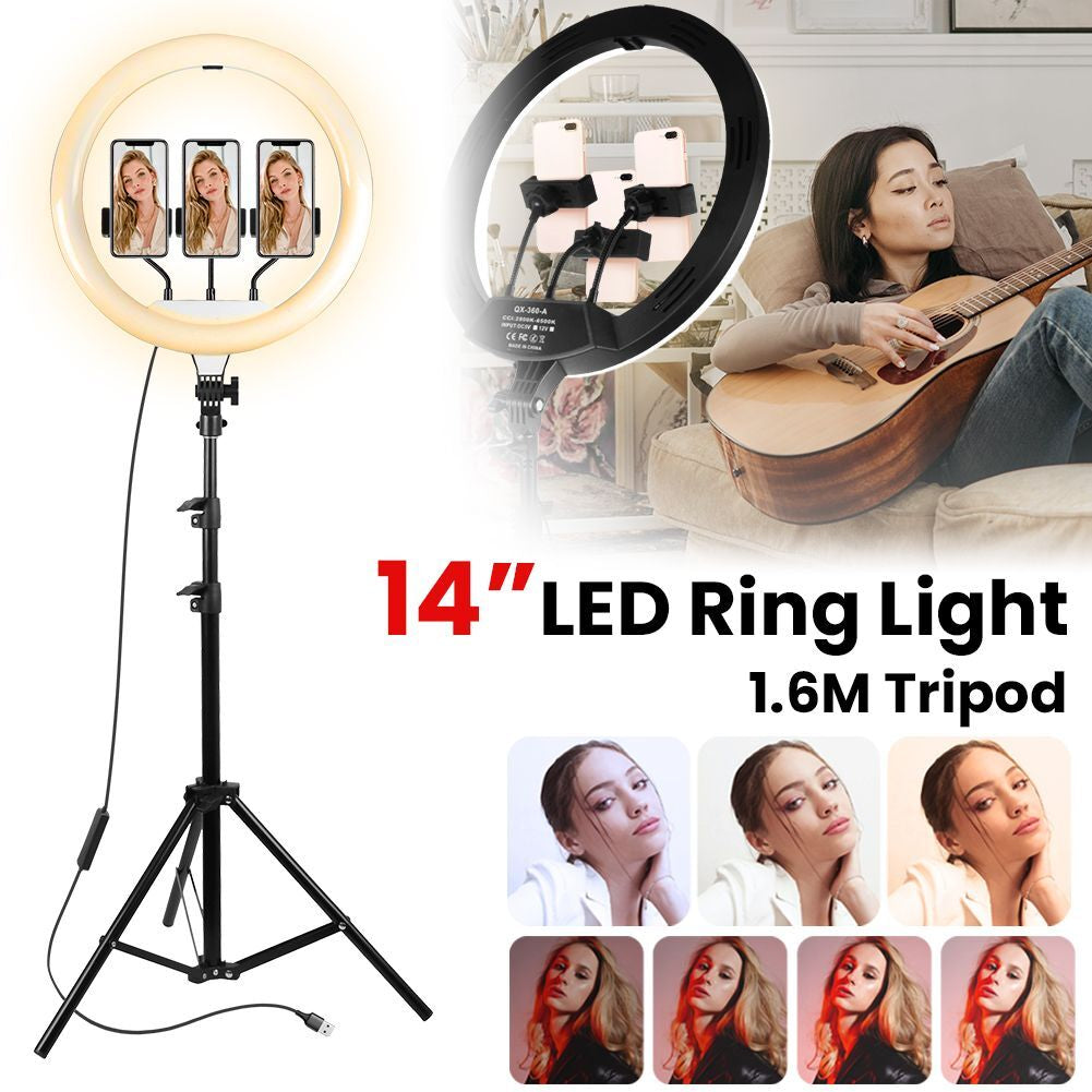 12" 14" Ring Light with Tripod Stand & Phone Holder Selfie Ring Light Live Video