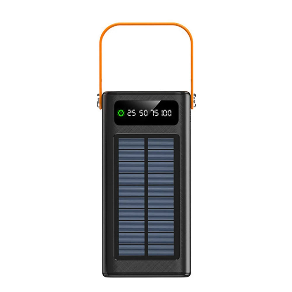 50000Mah Solar Panel Power Bank Fast Charging Comes with Four Wire External Battery Pack Large Capacity Mobile Power