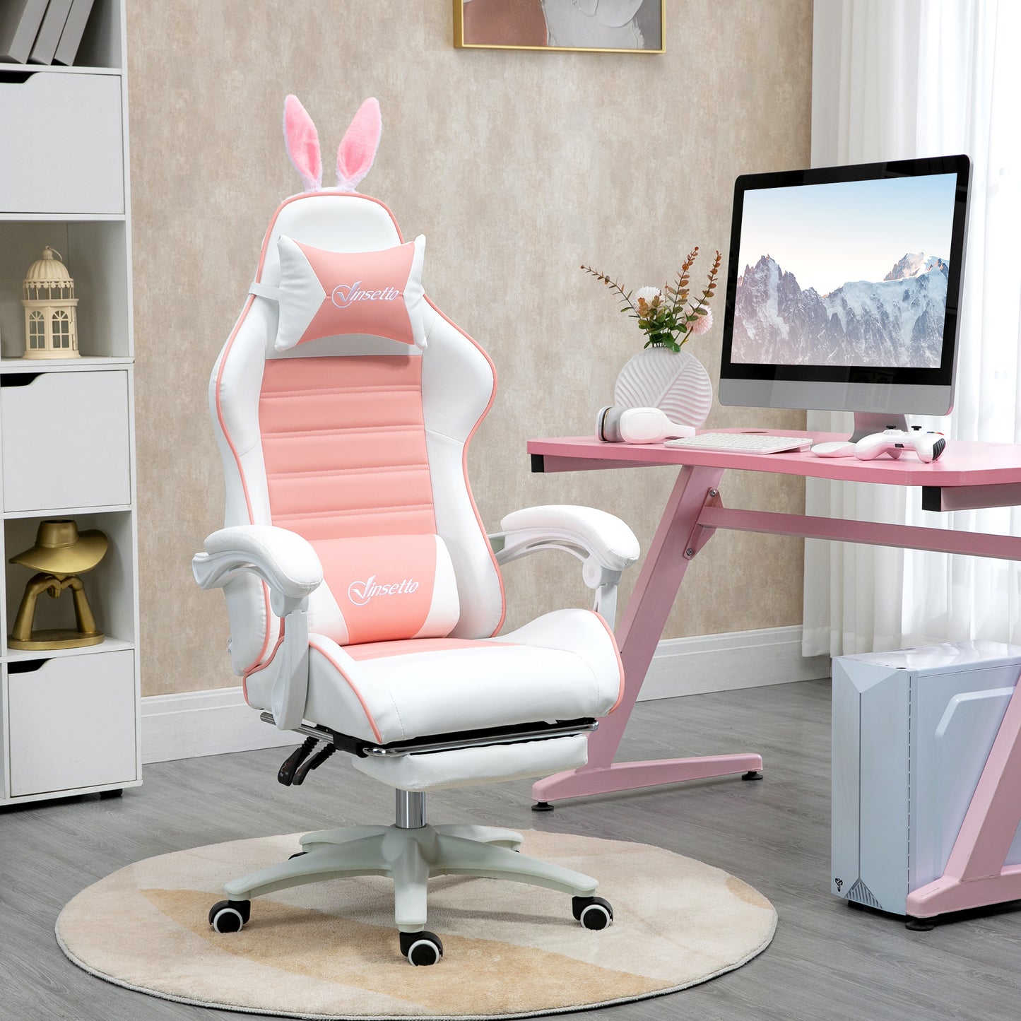Racing Gaming Chair Reclining PU Leather Computer Chair with Headrest, Yellow