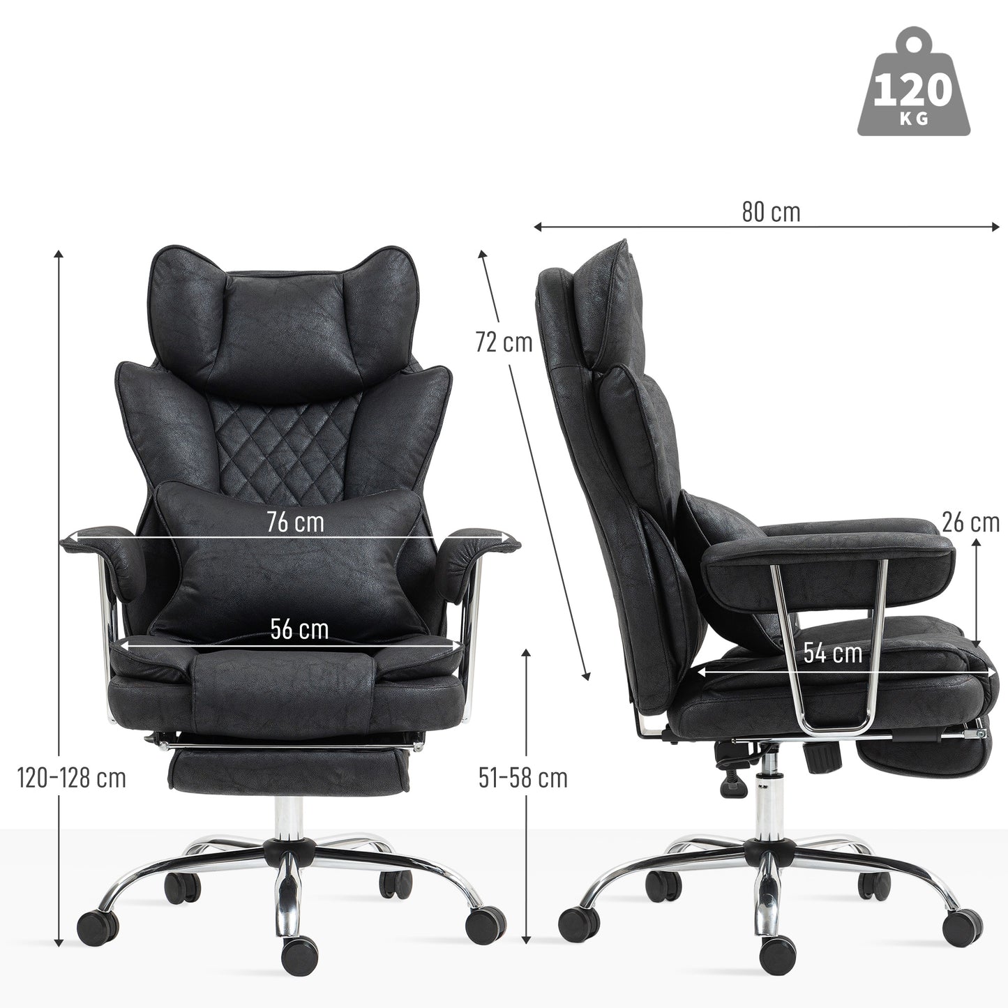 Home Office Chair, Leathaire Desk Chair with Lumbar Support Pillow, Grey