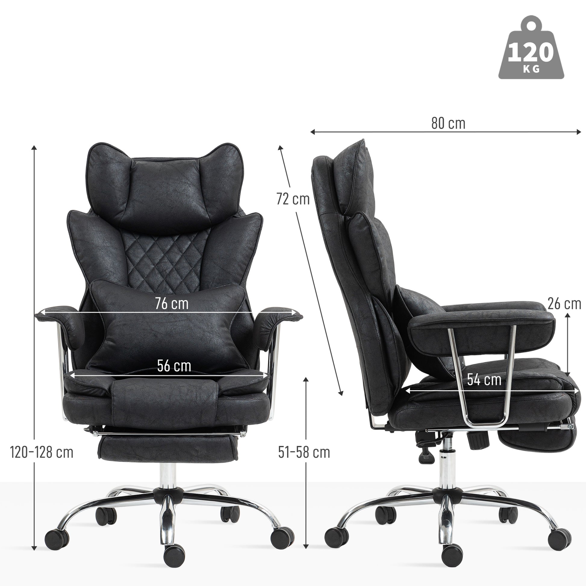 Home Office Chair, Leathaire Desk Chair with Lumbar Support Pillow, Grey