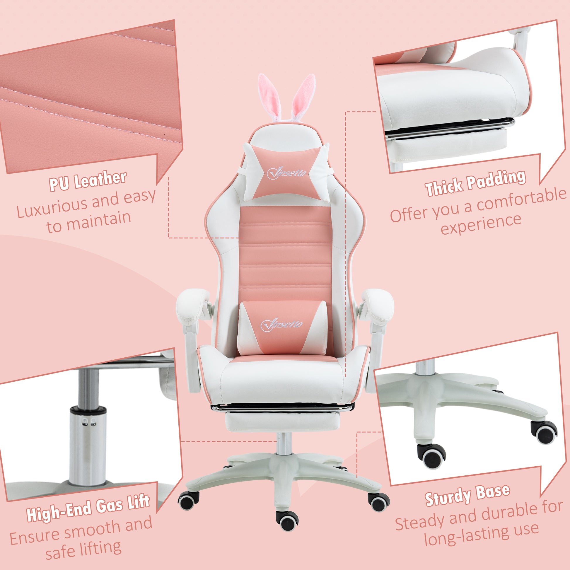 Racing Gaming Chair Reclining PU Leather Computer Chair with Headrest, Yellow