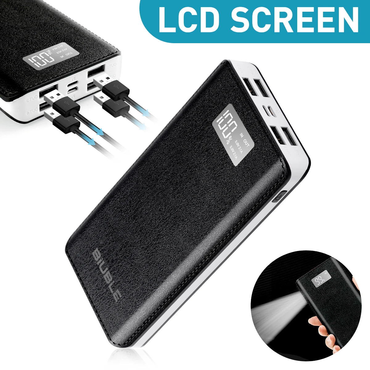 12000Mah Power Bank 4 USB Fast Charger Battery Pack for Phone & Vest Heated High-Capacity External Battery Power Bank