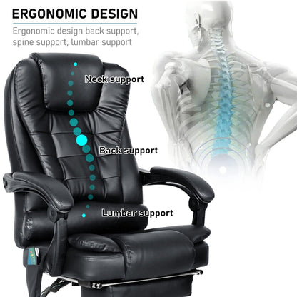 Massage Office Chair Gaming Computer Desk Swivel Recliner Chair Leather Footrest