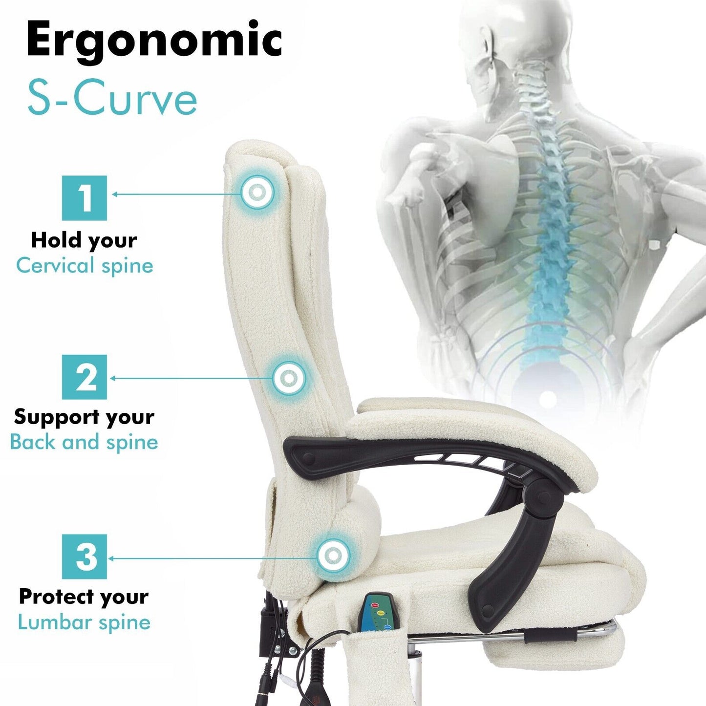 Massage Office Chair Gaming Computer Desk Swivel Recliner Chair Leather Footrest