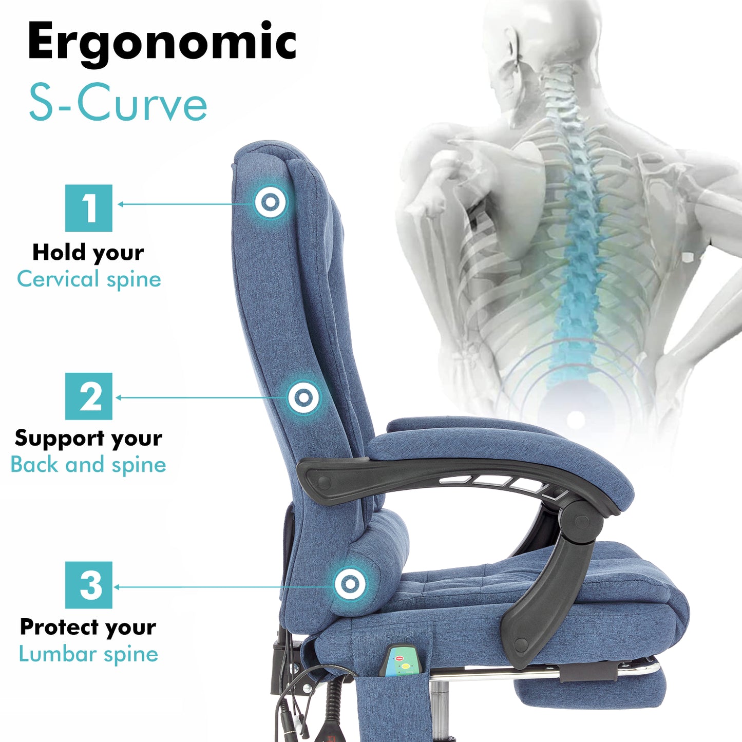 Massage Office Chair Gaming Computer Desk Swivel Recliner Chair Leather Footrest