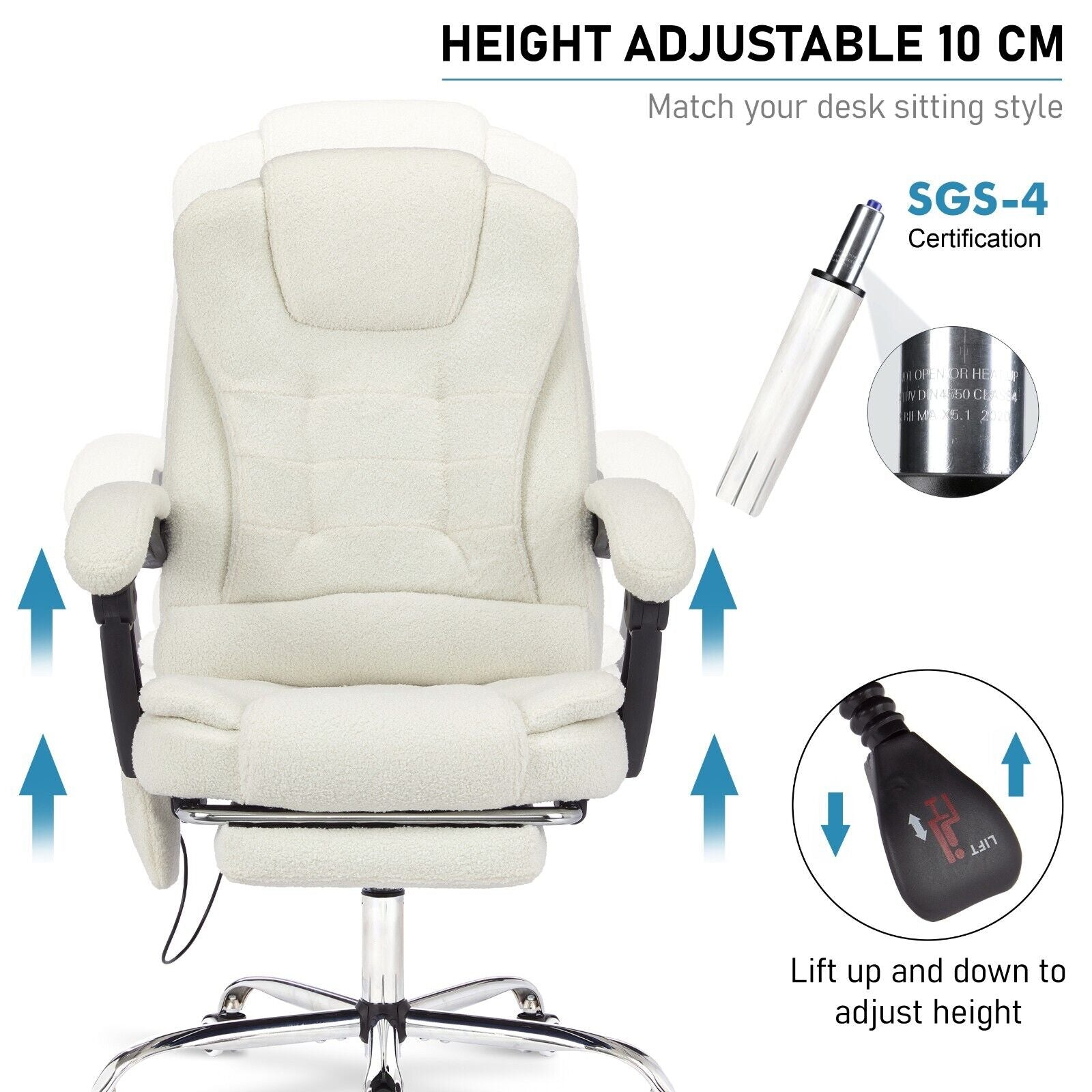 Massage Office Chair Gaming Computer Desk Swivel Recliner Chair Leather Footrest
