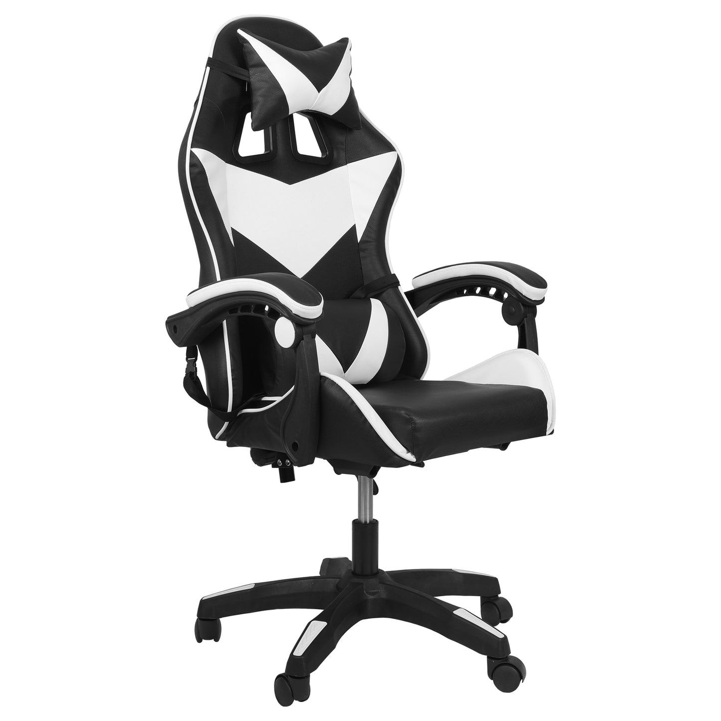 Swivel Gaming Chair PU Leather Home Office Chair W/ Footrest Computer PC Chair