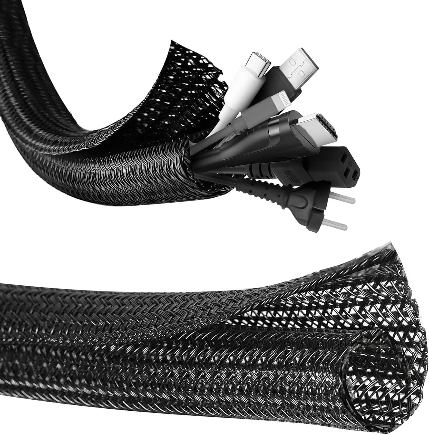 10Ft-1/2Inch Cable Tidy Sleeves Wire Covers for Computer, TV, Home, Office