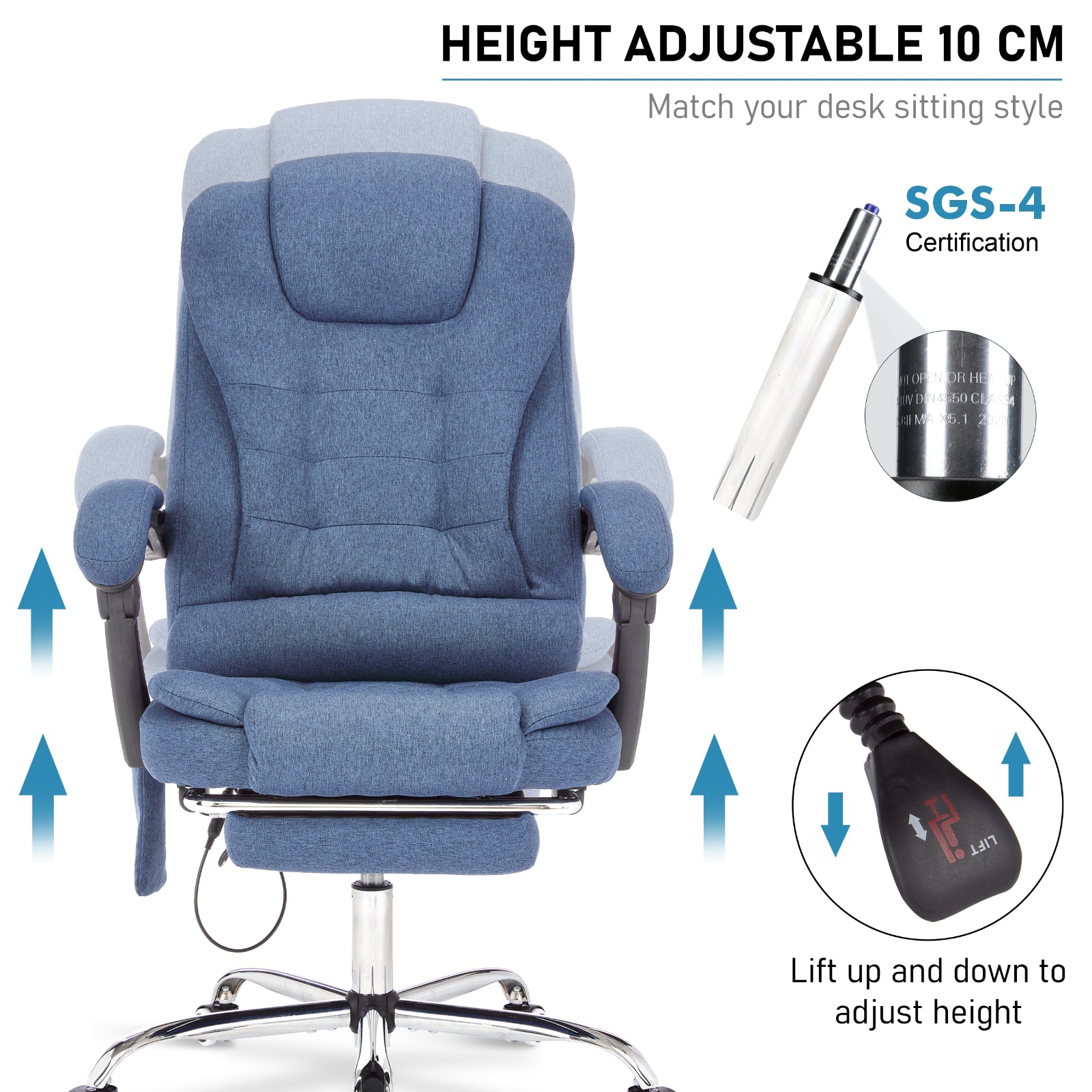 Massage Office Chair Gaming Computer Desk Swivel Recliner Chair Leather Footrest
