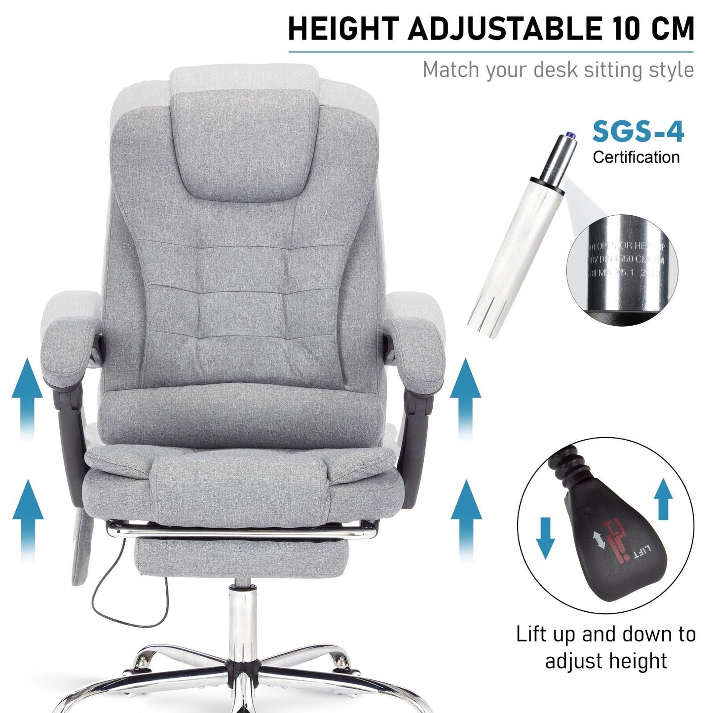 Massage Office Chair Gaming Computer Desk Swivel Recliner Chair Leather Footrest