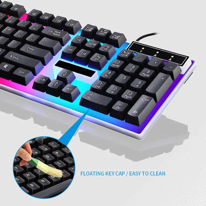 Mechanical Gaming Keyboard Mouse Combo Set LED Light Backlit Computer Desktop PC