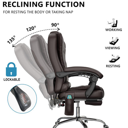 Massage Office Chair Gaming Computer Desk Swivel Recliner Chair Leather Footrest