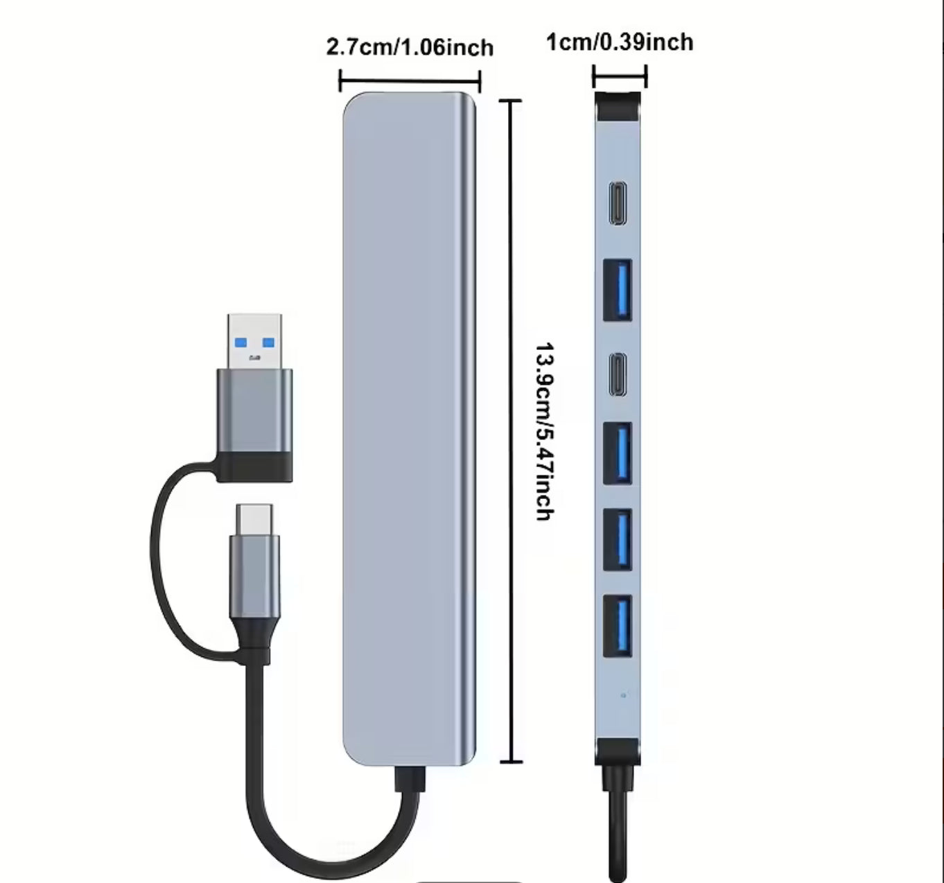 Docking Station 7-In-2 USB-C: 1X USB 3.0 + 4X USB 2.0, High-Speed for Pc/Tablets