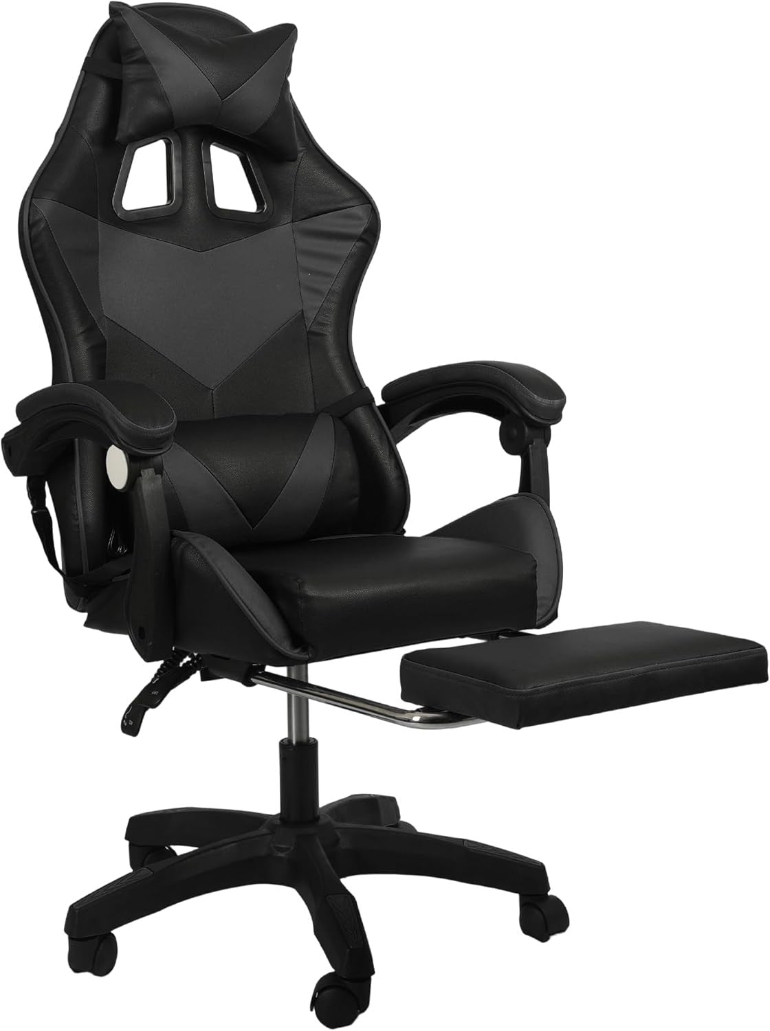 Swivel Gaming Chair PU Leather Home Office Chair W/ Footrest Computer PC Chair
