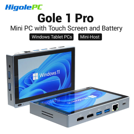 Gole 1 Pro 5.5'' Fanless Mini PC Intel J4105 Windows 11 Wifi5 8G 128G 2500Mah with Screen Laptop Desktop PC Mini Computer