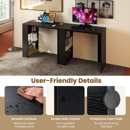 Computer Desk with Bookshelf for Study Living Room