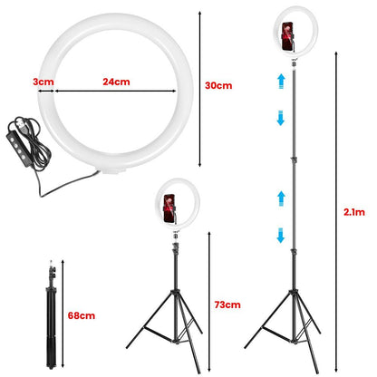 12" 14" Ring Light with Tripod Stand & Phone Holder Selfie Ring Light Live Video