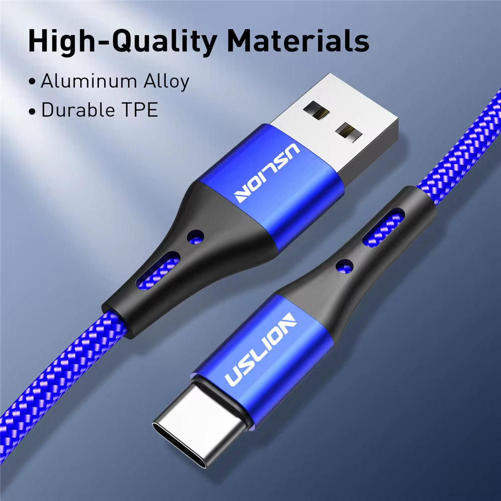 3A USB Type C Cable Wire for Samsung S10 S20 Xiaomi Mi 11 Mobile Phone Fast Charging USB C Cable Type-C Charger USB Cables