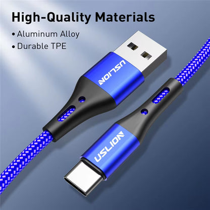 3A USB Type C Cable Wire for Samsung S10 S20 Xiaomi Mi 11 Mobile Phone Fast Charging USB C Cable Type-C Charger USB Cables