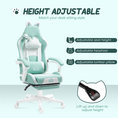 Racing Gaming Chair Reclining Faux Leather Computer Chair with Footrest, Black