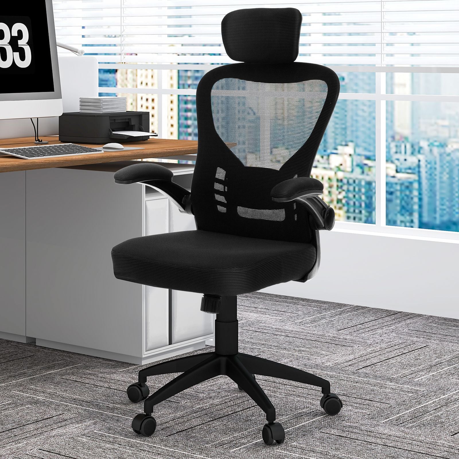 Ergonomic Mesh Office Chair with Adjustable Headrest and Height