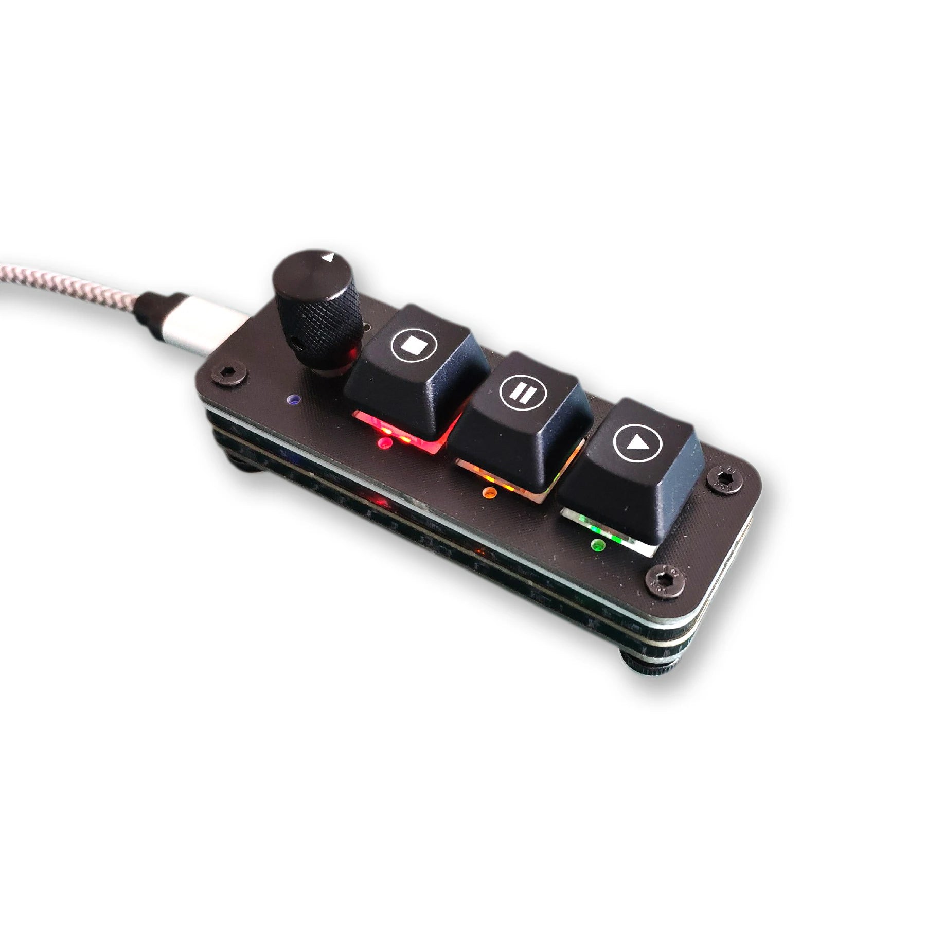 Media Controller QLAB Keyboard Professional Performance Controller 3-Key Knob Drive Free Music Player Controller USB Type-C