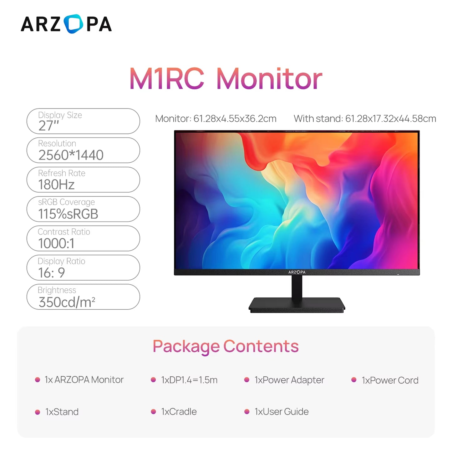 New  27Inch 180Hz 2K Fastips QHD PC Monitor 1Ms Freesync Gaming Monitor,M1Rc