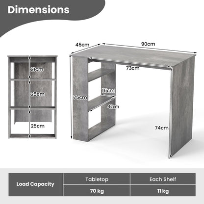 Computer Desk with Bookshelf for Study Living Room