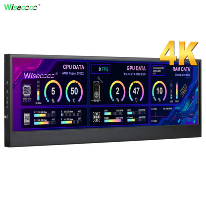 14 Inch Widescreen Stretched Bar Monitor 3840X1100 4K IPS LCD Monitor Aida64 Raspberry Pi Win10 11 PC Secondary Monitor